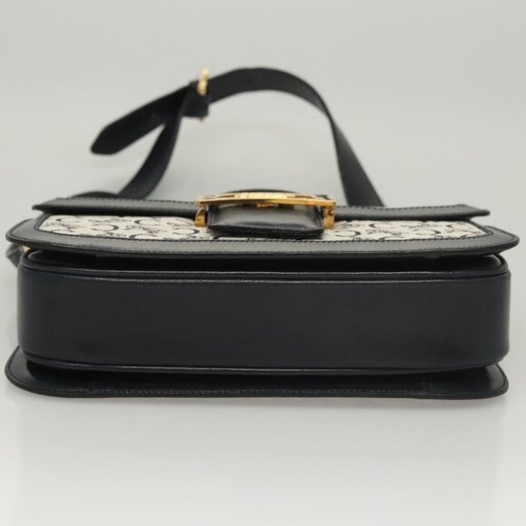 CELINE C Sulky Shoulder Bag Canvas Navy Gold Auth - Picture 13 of 16